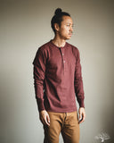 Merz b. Schwanen 2M06 Vintage Machine Refined Long Sleeve Henley - Burgundy