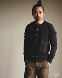 Merz b. Schwanen 2M06 Vintage Machine Refined Long Sleeve Henley - Charcoal