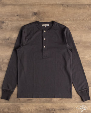 Merz b. Schwanen 2M06 Vintage Machine Refined Long Sleeve Henley - Charcoal