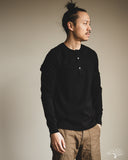 Merz b. Schwanen 2M06 Vintage Machine Refined Long Sleeve Henley - Deep Black