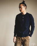 Merz b. Schwanen 2M06 Vintage Machine Refined Long Sleeve Henley - Ink Blue