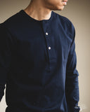 Merz b. Schwanen 2M06 Vintage Machine Refined Long Sleeve Henley - Ink Blue