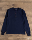 Merz b. Schwanen 2M06 Vintage Machine Refined Long Sleeve Henley - Ink Blue