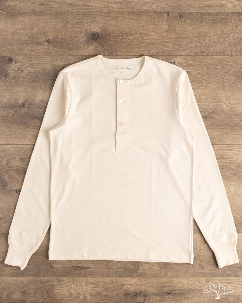 Merz b. Schwanen 2M06 Vintage Machine Refined Long Sleeve Henley - Nature