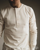 Merz b. Schwanen 2M06 Vintage Machine Refined Long Sleeve Henley - Nature