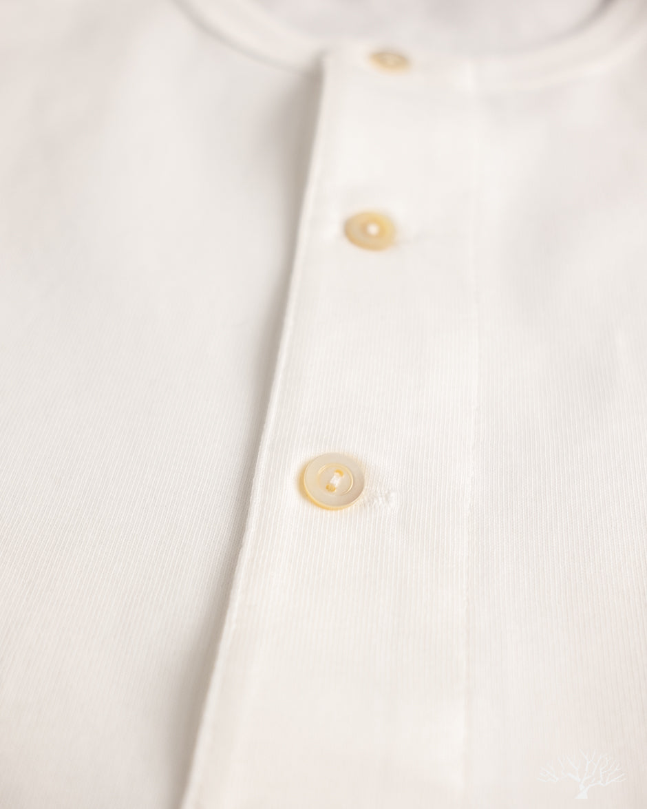 Merz b. Schwanen 2M06 Vintage Machine Refined Long Sleeve Henley - White