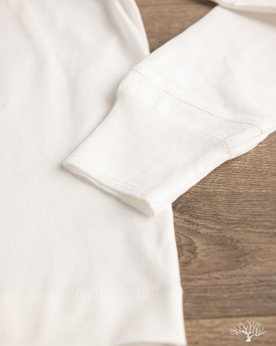 Merz b. Schwanen 2M06 Vintage Machine Refined Long Sleeve Henley - White