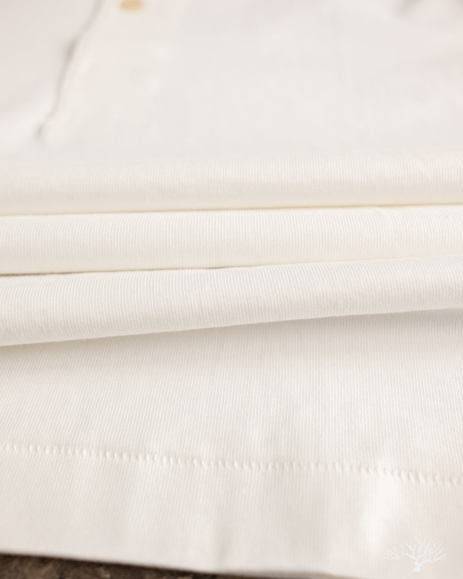 Merz b. Schwanen 2M06 Vintage Machine Refined Long Sleeve Henley - White