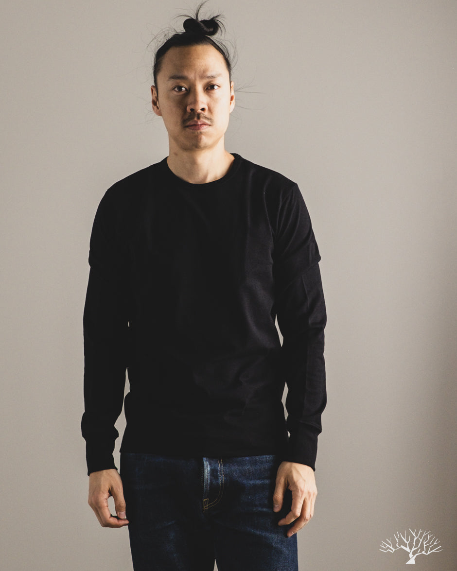 Merz b. Schwanen 2M15LS Sturdy Jersey Long-Sleeve T-Shirt - Deep Black