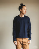 Merz b. Schwanen 2M16LS Cropped Vintage Machine Long-Sleeve Henley - Ink Blue