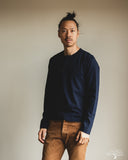 Merz b. Schwanen 2M16LS Cropped Vintage Machine Long-Sleeve Henley - Ink Blue