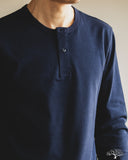 Merz b. Schwanen 2M16LS Cropped Vintage Machine Long-Sleeve Henley - Ink Blue