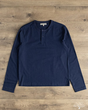 Merz b. Schwanen 2M16LS Cropped Vintage Machine Long-Sleeve Henley - Ink Blue