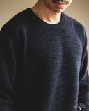 Merz b. Schwanen BLADE02 Merino Wool-Cashmere Waffle Pullover - Dark Navy