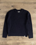 Merz b. Schwanen BLADE02 Merino Wool-Cashmere Waffle Pullover - Dark Navy