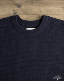 Merz b. Schwanen BLADE02 Merino Wool-Cashmere Waffle Pullover - Dark Navy