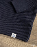 Merz b. Schwanen BLADE02 Merino Wool-Cashmere Waffle Pullover - Dark Navy