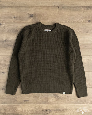 Merz b. Schwanen BLADE02 Merino Wool-Cashmere Waffle Pullover - Forest