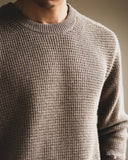 Merz b. Schwanen BLADE02 Merino Wool-Cashmere Waffle Pullover - Grain