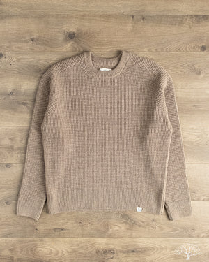 Merz b. Schwanen BLADE02 Merino Wool-Cashmere Waffle Pullover - Grain