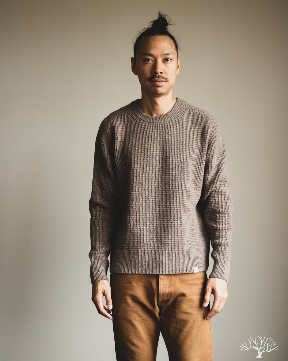 Merz b. Schwanen - BLADE02 Merino Wool-Cashmere Waffle Pullover - Grain ...
