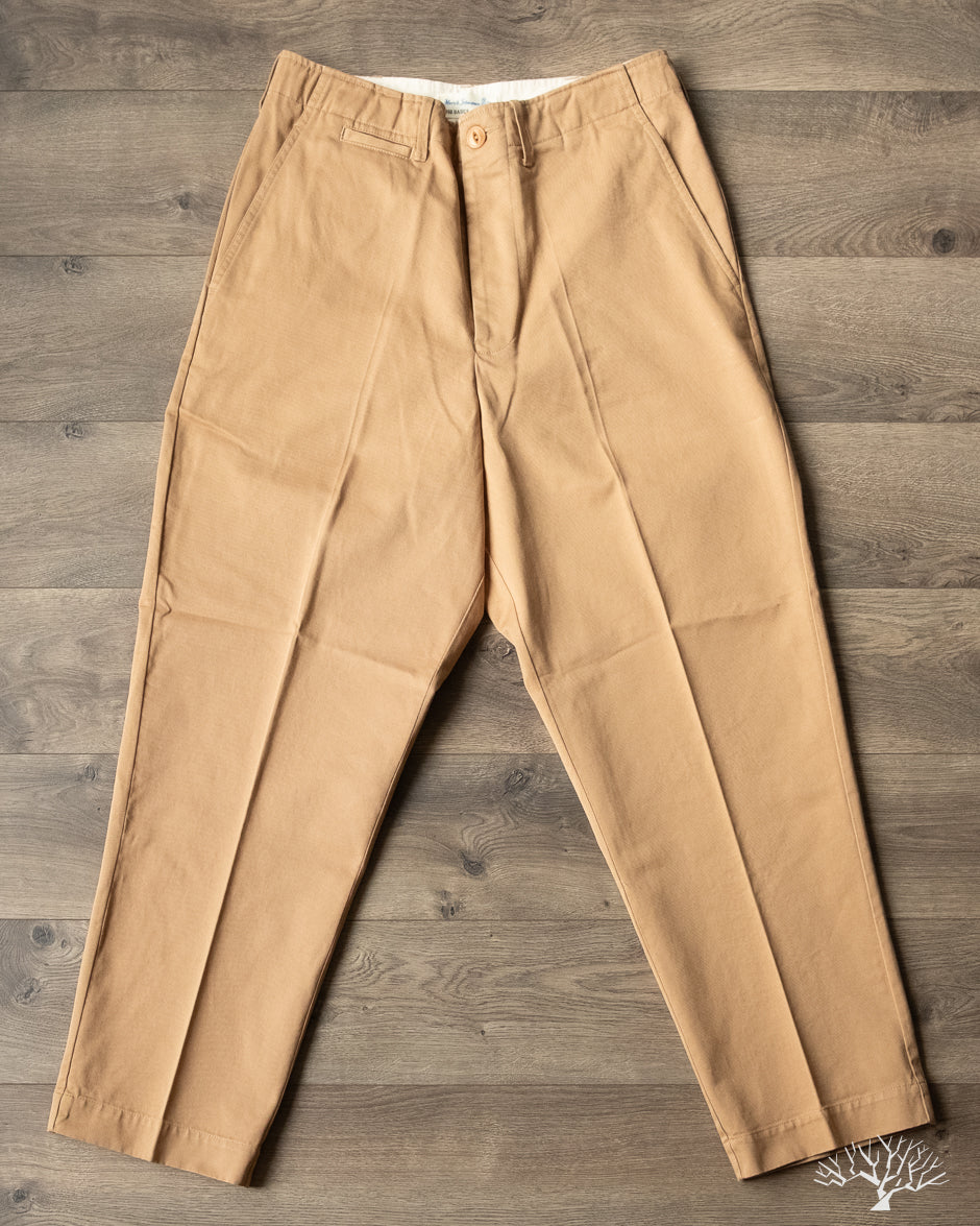Merz b. Schwanen - CHINO01 - Wide Cut Chinos - Khaki – Withered Fig