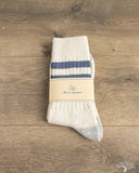 Merz b. Schwanen GS05 Striped Cotton Socks - Nature / Denim Blue