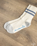 Merz b. Schwanen GS05 Striped Cotton Socks - Nature / Denim Blue