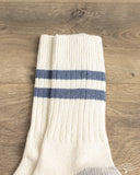 Merz b. Schwanen GS05 Striped Cotton Socks - Nature / Denim Blue