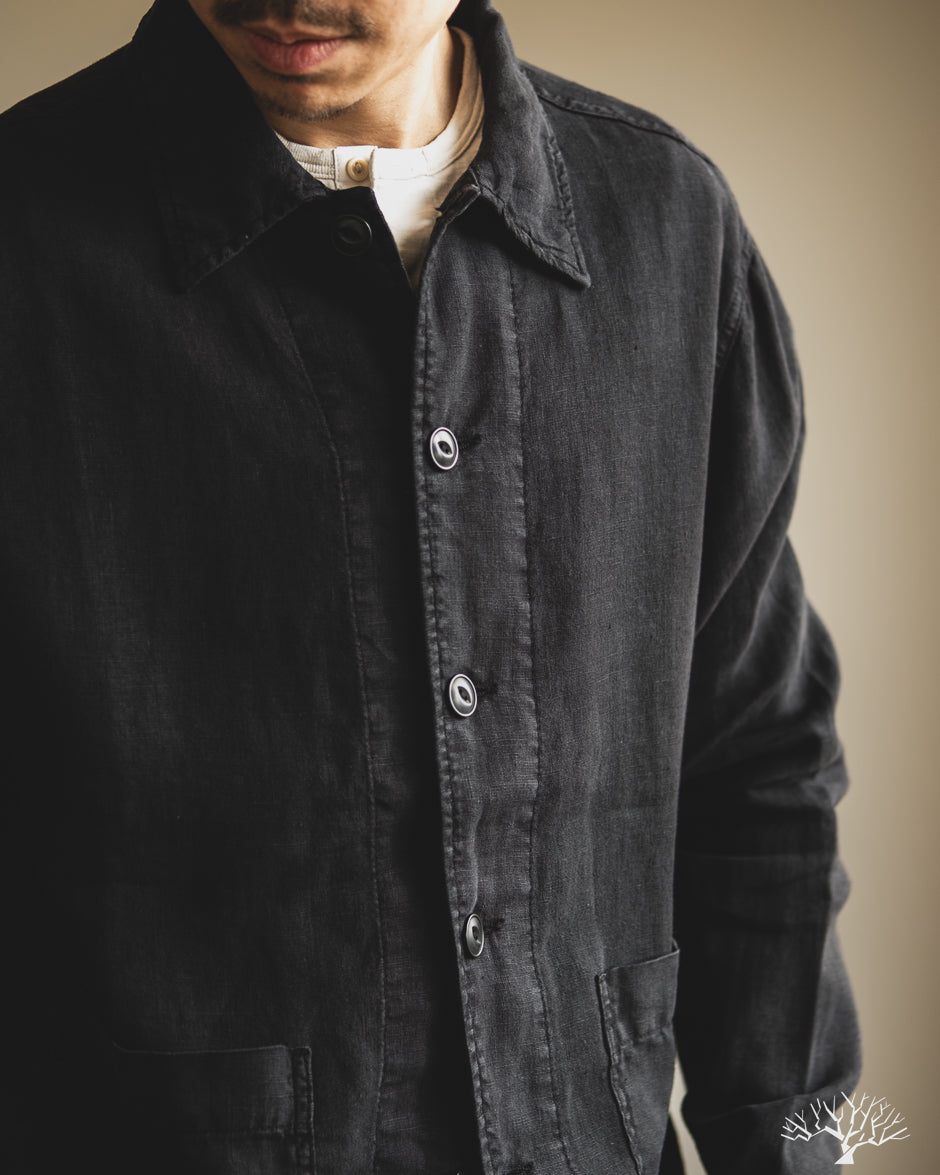 Merz b. Schwanen - JKT08LI Cropped Worker's Linen Jacket - Deep