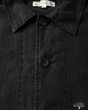 Merz b. Schwanen JKT08LI Cropped Worker's Linen Jacket - Deep Black