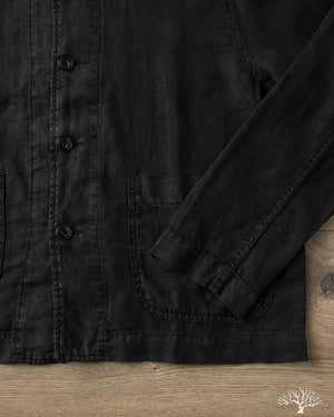 Merz b. Schwanen - JKT08LI Cropped Worker's Linen Jacket - Deep