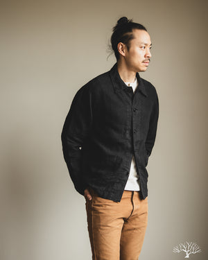 Merz b. Schwanen - JKT08LI Cropped Worker's Linen Jacket - Deep
