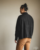 Merz b. Schwanen JKT08LI Cropped Worker's Linen Jacket - Deep Black
