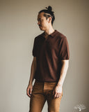 Merz b. Schwanen KNITPOLO02 Cotton Short-Sleeve Knit Polo - Chocolate