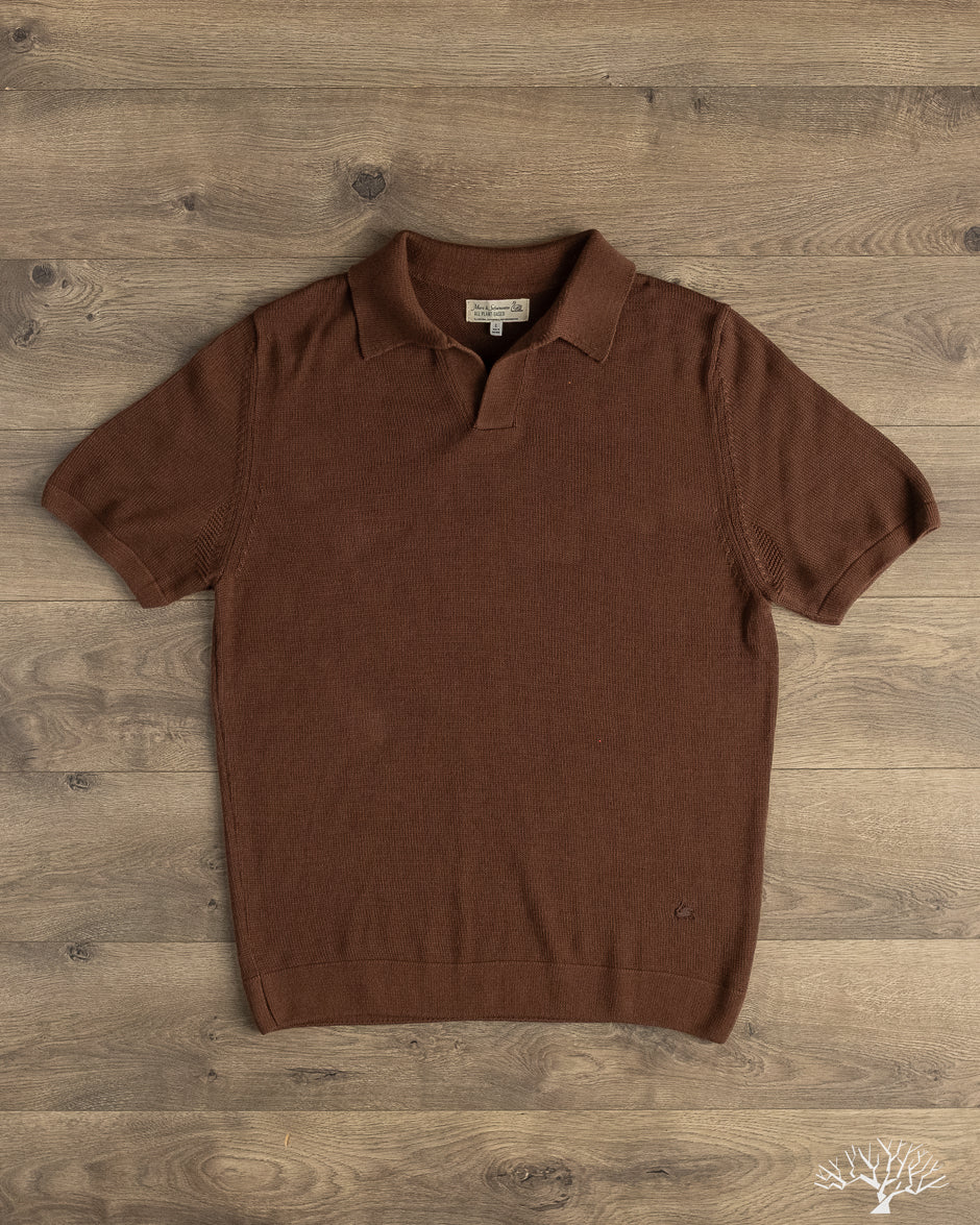 トップス BoTT MARLED KNIT POLO / BROWN fit=scale-down,w=1200