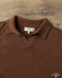 Merz b. Schwanen KNITPOLO02 Cotton Short-Sleeve Knit Polo - Chocolate