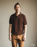 Merz b. Schwanen KNITPOLO02 Cotton Short-Sleeve Knit Polo - Chocolate
