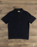 Merz b. Schwanen KNITPOLO02 Cotton Short-Sleeve Knit Polo - Dark Navy