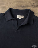 Merz b. Schwanen KNITPOLO02 Cotton Short-Sleeve Knit Polo - Dark Navy