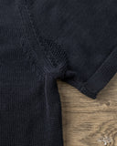 Merz b. Schwanen KNITPOLO02 Cotton Short-Sleeve Knit Polo - Dark Navy