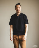 Merz b. Schwanen KNITPOLO02 Cotton Short-Sleeve Knit Polo - Dark Navy