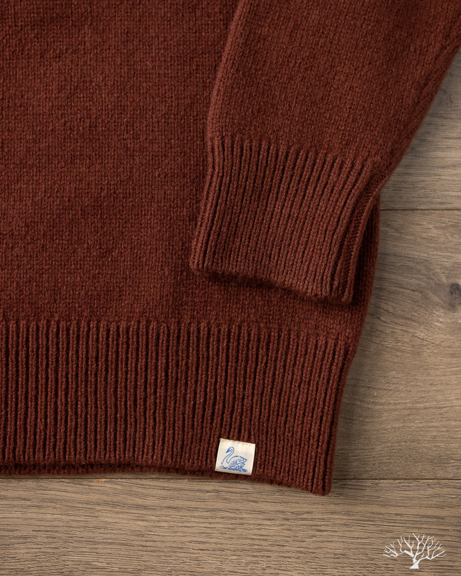 Merz b. Schwanen LOCC01 Merino Wool-Cashmere Crew Pullover - Bark Brown