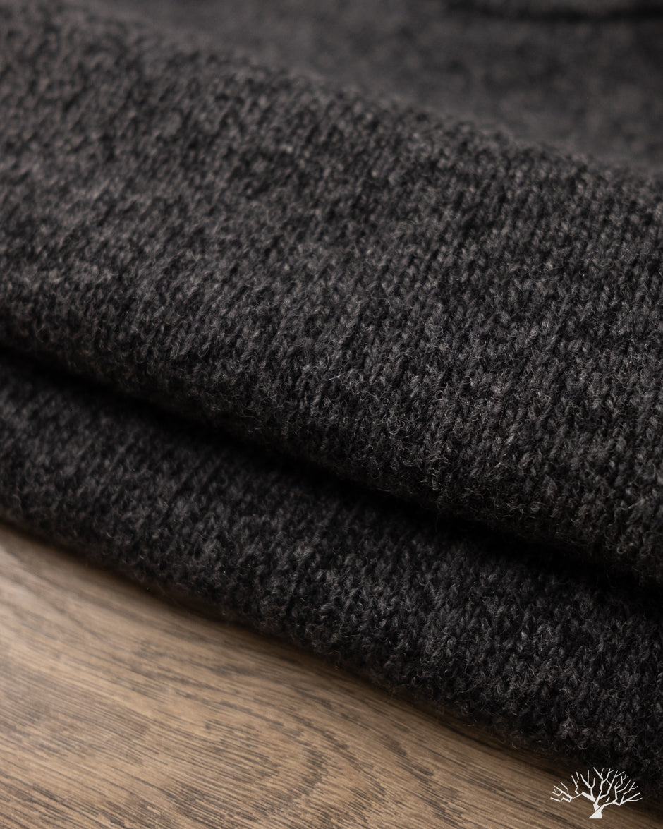 Merz b. Schwanen LOCC01 Merino Wool-Cashmere Crew Pullover - Grey Melange / Black