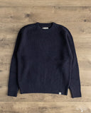 Merz b. Schwanen LOCC02 Relaxed Fit Merino-Cashmere Ribbed Pullover - Dark Navy