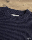 Merz b. Schwanen LOCC02 Relaxed Fit Merino-Cashmere Ribbed Pullover - Dark Navy