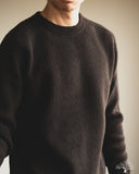 Merz b. Schwanen LOCC02 Relaxed Fit Merino-Cashmere Ribbed Pullover - Espresso