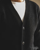 Merz b. Schwanen LOCG02 Merino-Cashmere Cardigan - Deep Black