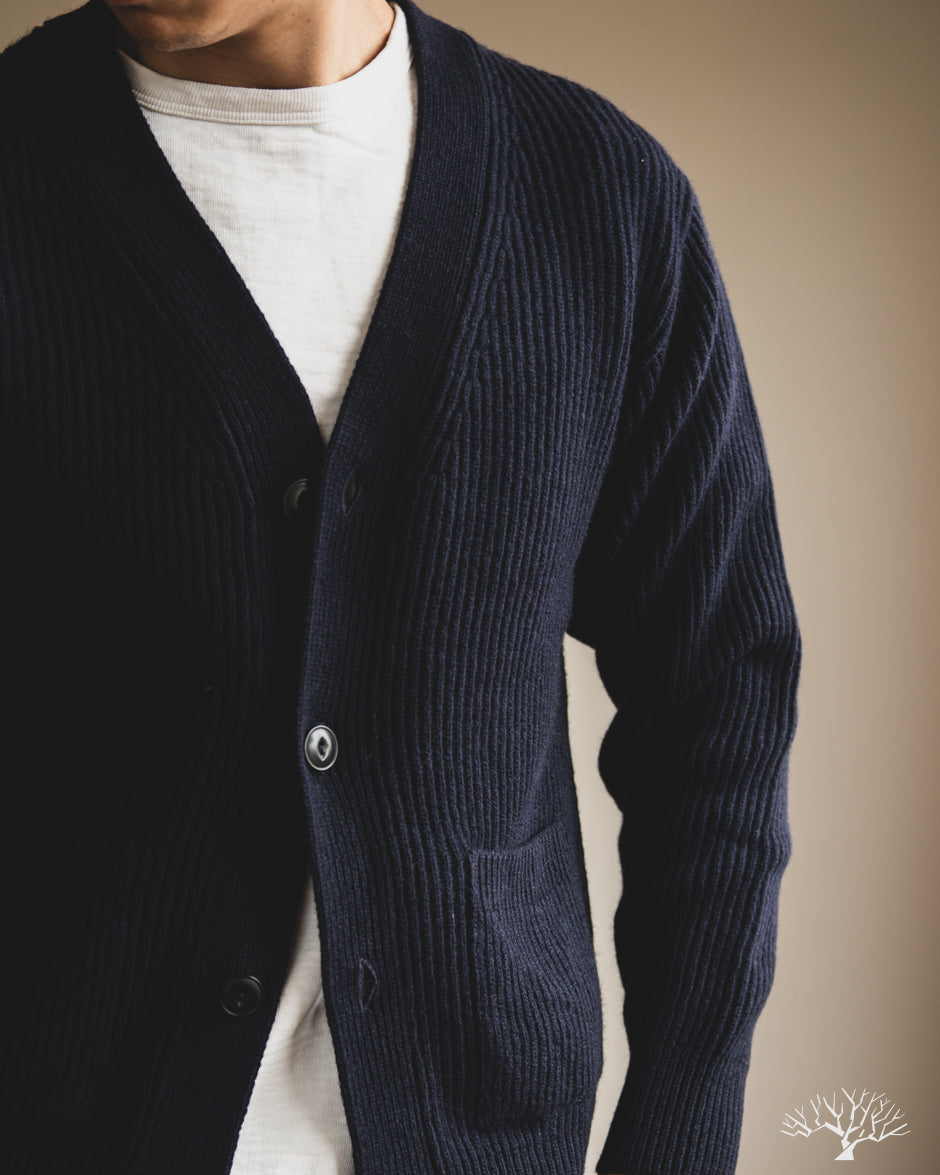 Merz b. Schwanen LOCG02 Merino Wool-Cashmere Cardigan - Dark Navy