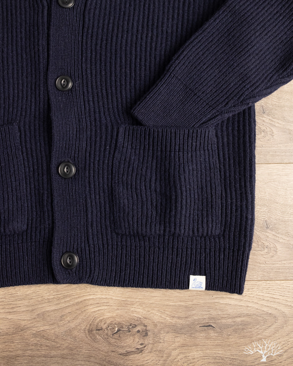 Merz b. Schwanen LOCG02 Merino Wool-Cashmere Cardigan - Dark Navy